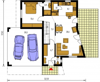 Plan de sol du rez-de-chaussée - CUBER 14